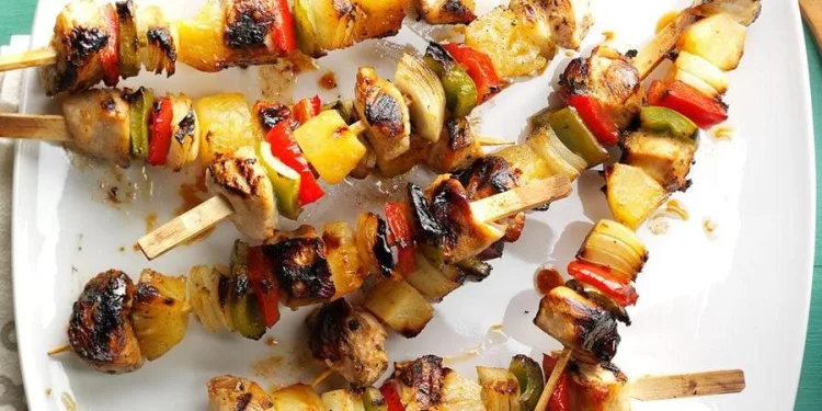 Espetadas de peru grelhadas