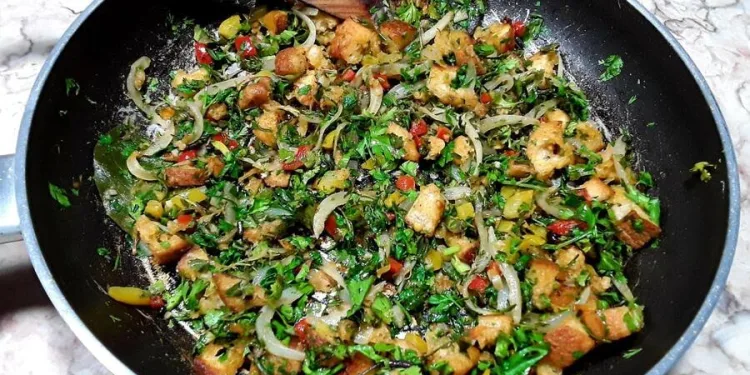 Migas de espinafres à Alentejana