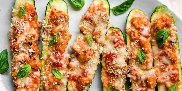 Courgette recheada com atum