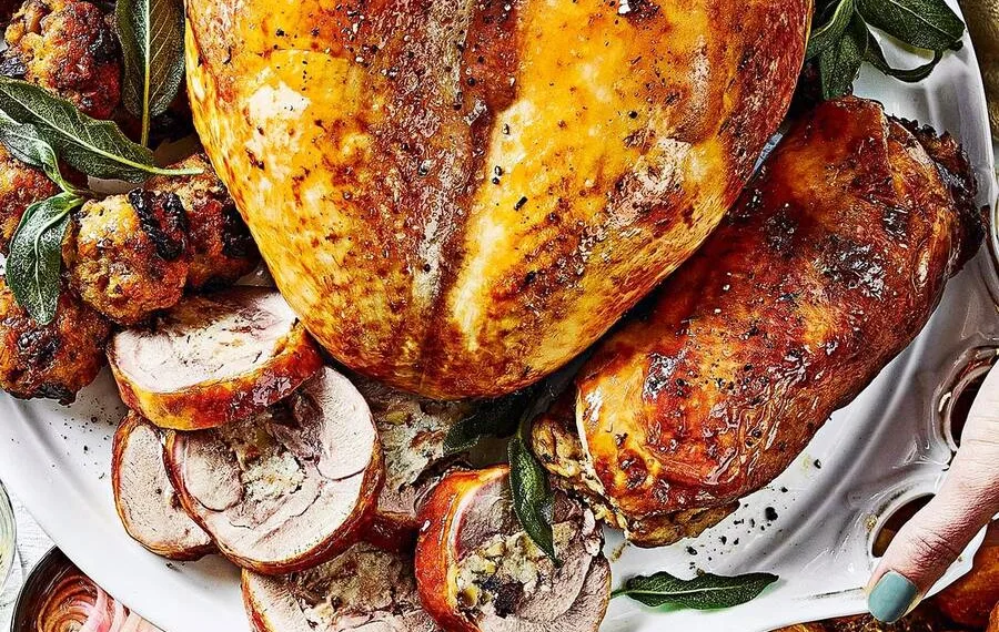 Peru recheado com castanhas