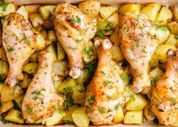 Coxas de frango no forno com batatas