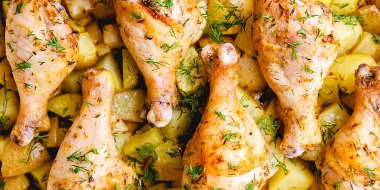 Coxas de frango no forno com batatas