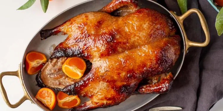 Pato assado no forno suculento