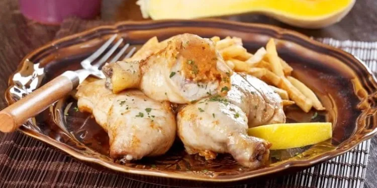 Pernas de frango recheadas no forno