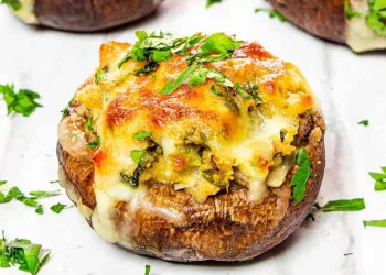 Cogumelos Portobello recheados fáceis e deliciosos