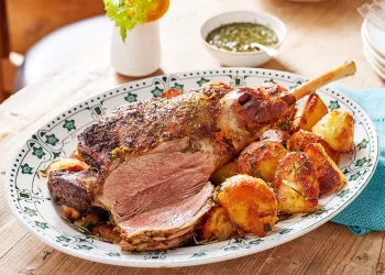 Perna de borrego assada no forno à alentejana