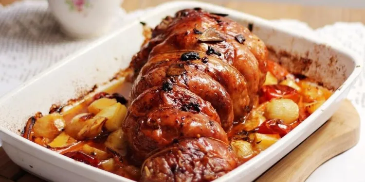 Perna de peru recheada com alheira