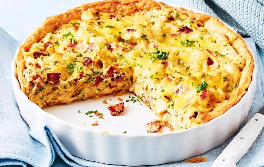 Quiche de frango e bacon