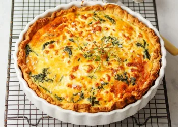 Quiche de frango e espinafres