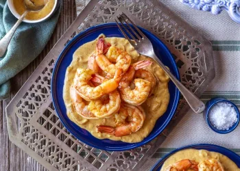 Gambas com açafrão