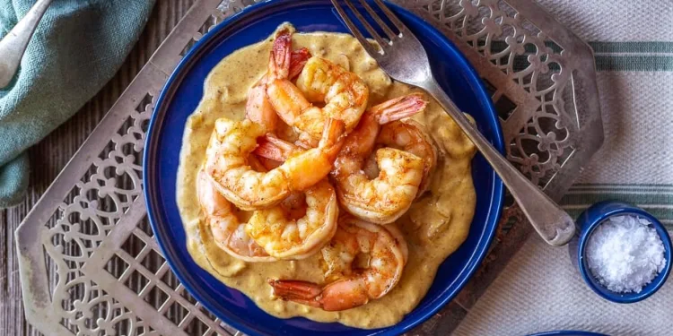 Gambas com açafrão