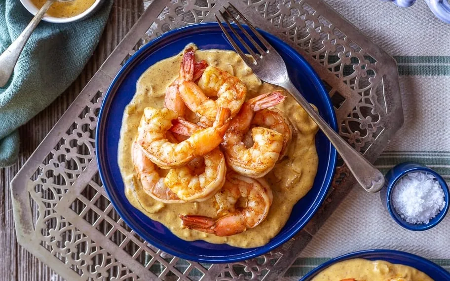 Gambas com açafrão