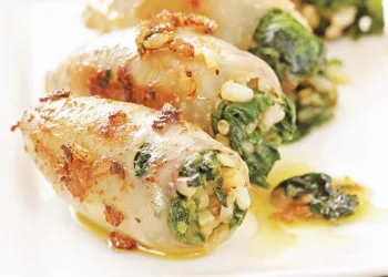 Lulas recheadas com legumes