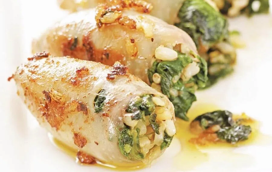 Lulas recheadas com legumes