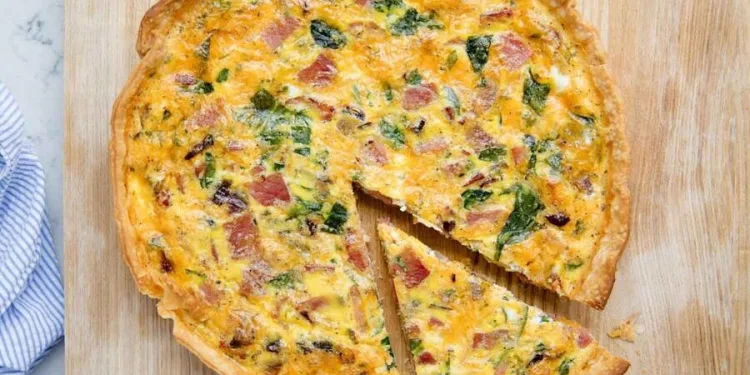 Quiche de fiambre e cogumelos