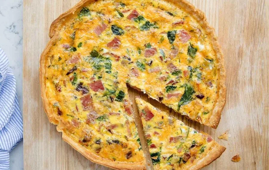 Quiche de fiambre e cogumelos