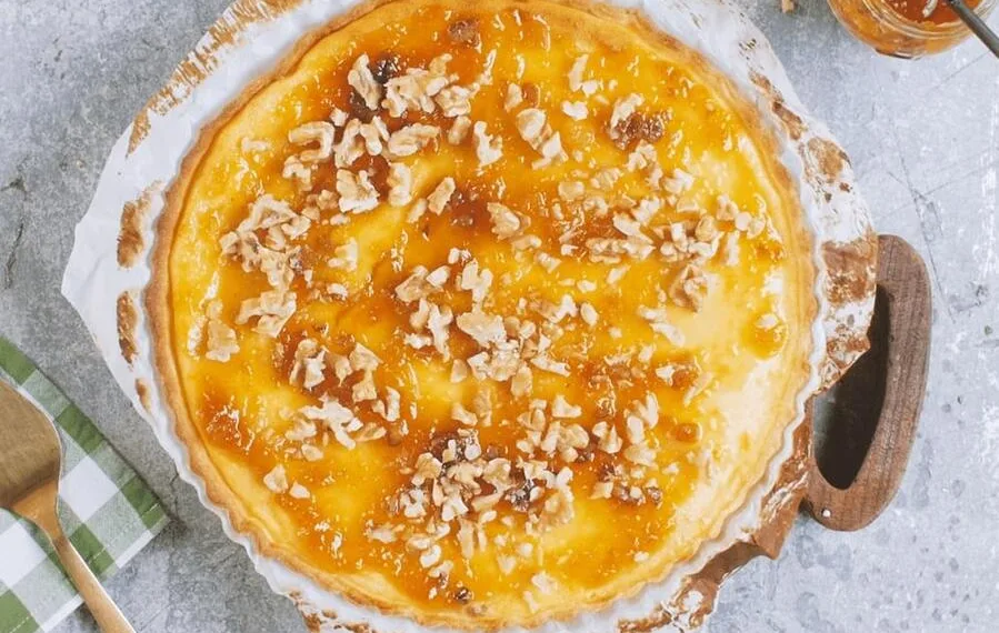 Tarte de requeijão com doce de abóbora