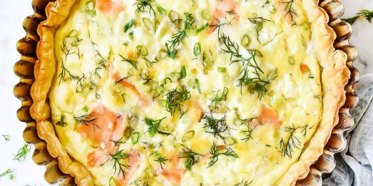 Quiche de salmão e cogumelos