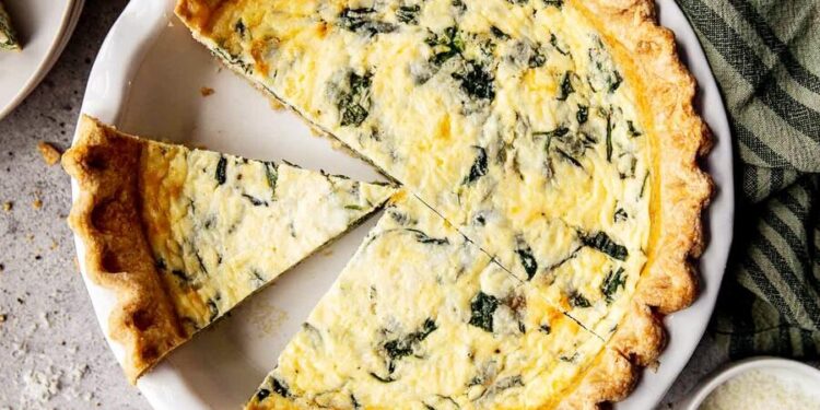 Quiche de espinafres e requeijão