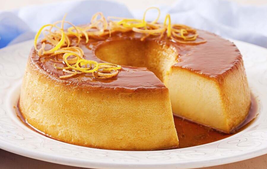 Pudim de laranja e coco simples e fácil