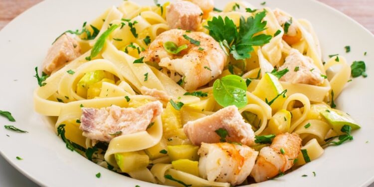 Massada de tamboril com gambas