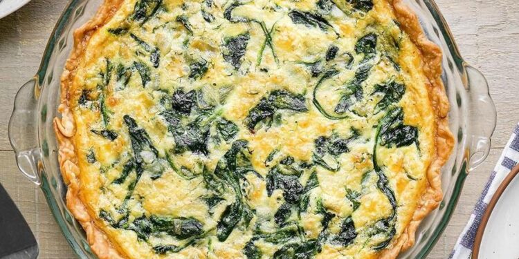 Tarte de queijo e espinafres