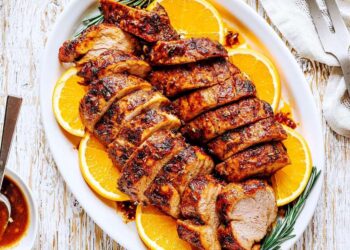 Lombo de porco no forno com mostarda e limão