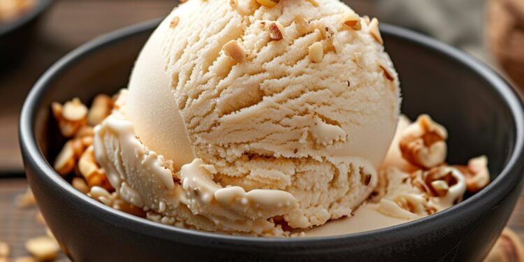 Gelado de nozes cremoso com iogurte