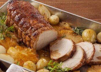 Lombo de porco no forno com vinho do Porto