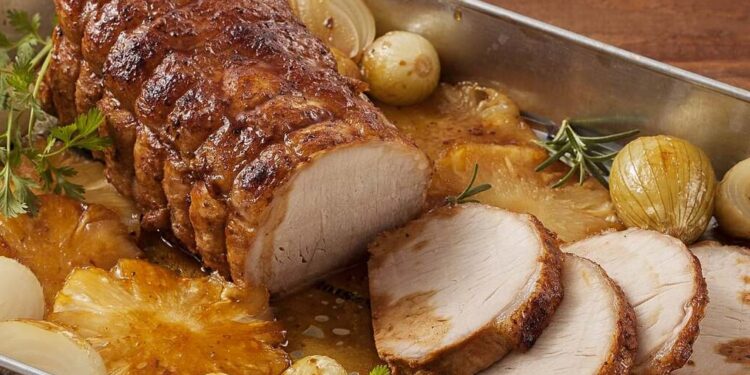 Lombo de porco no forno com vinho do Porto