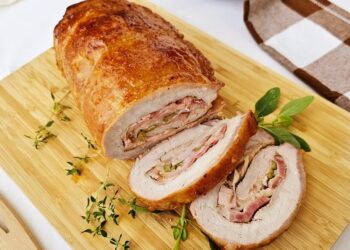 Lombo de porco recheado com bacon