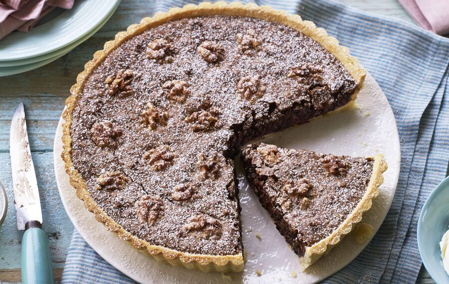 Tarte de noz e chocolate