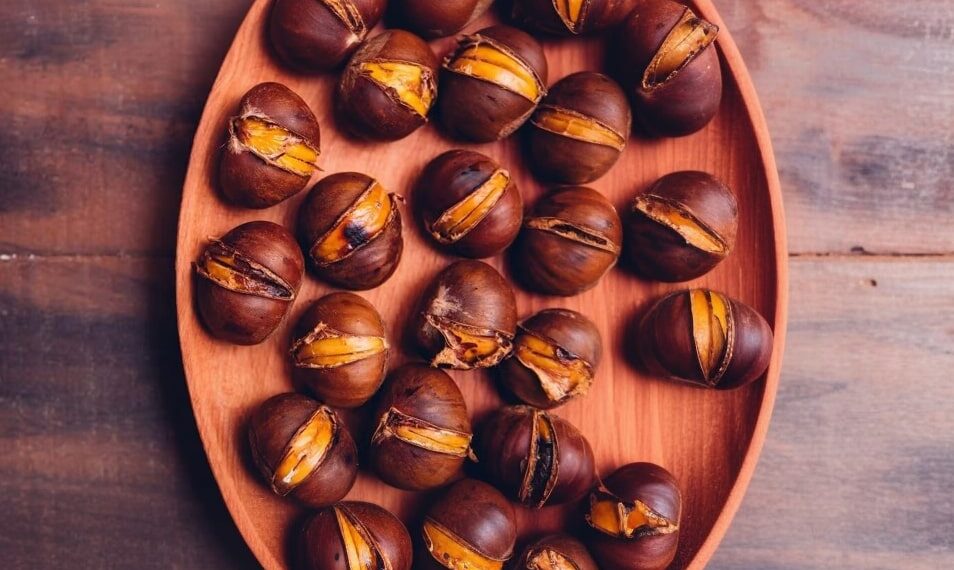 Castanhas assadas com mel