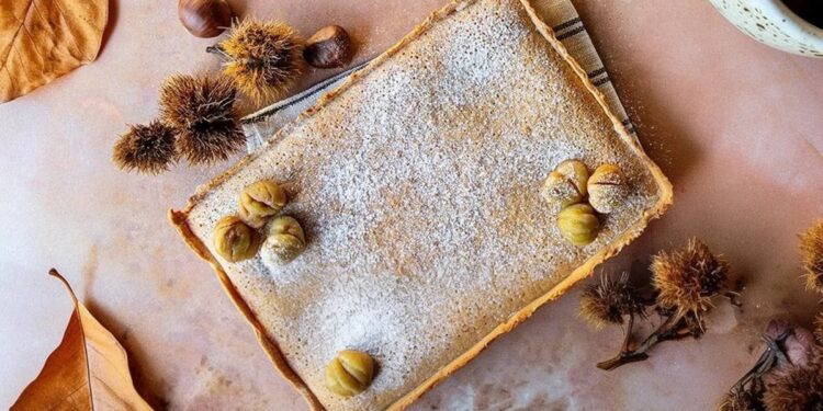 Tarte de castanhas com iogurte