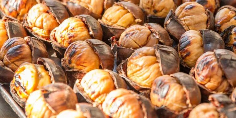 Castanhas assadas no forno com alecrim