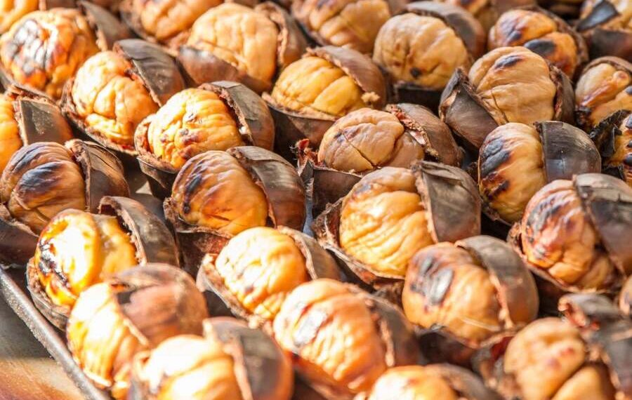 Castanhas assadas no forno com alecrim