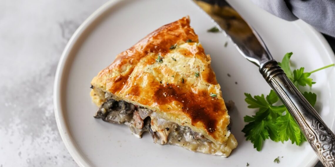 Tarte de frango com cogumelos