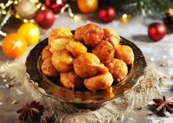 Sonhos tradicionais com calda de açúcar e canela