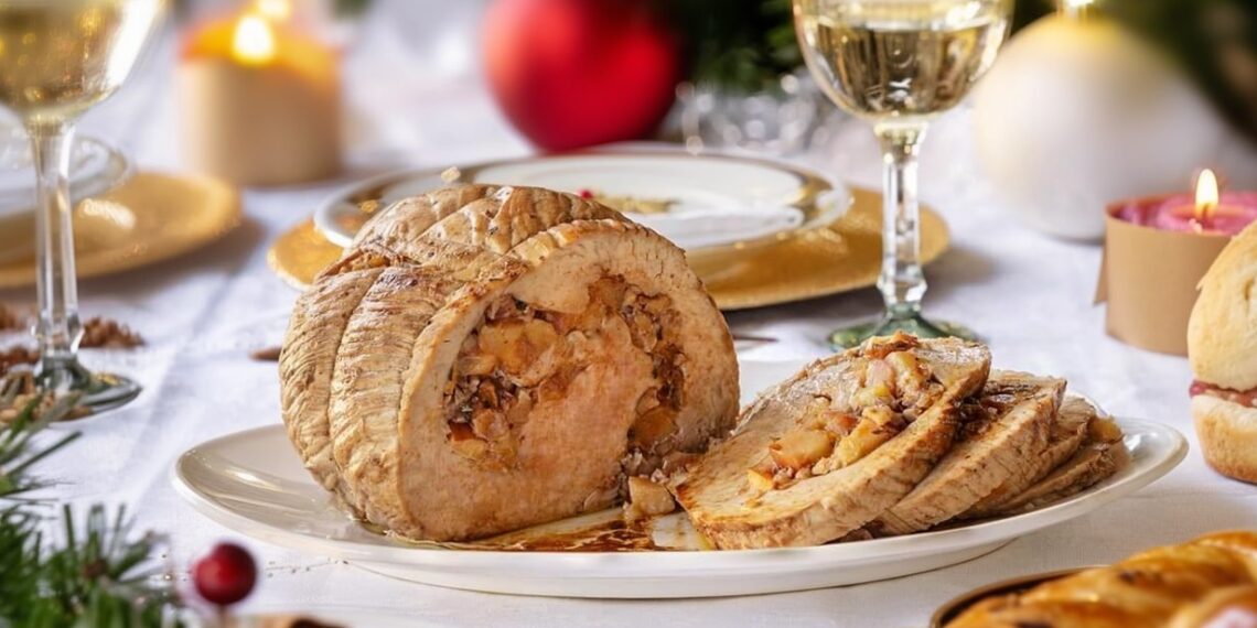 Bifinhos de peru recheados com frutos secos