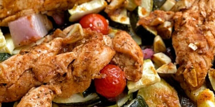 Frango frito com legumes