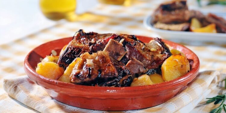 Vitela assada no forno com batatas