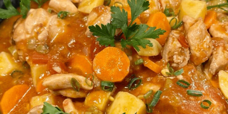 Ensopado de frango à alentejana