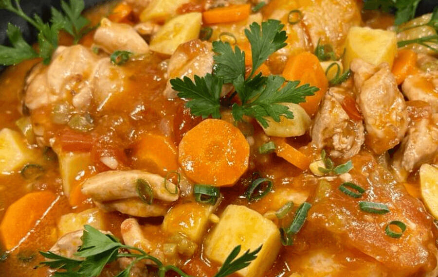 Ensopado de frango à alentejana