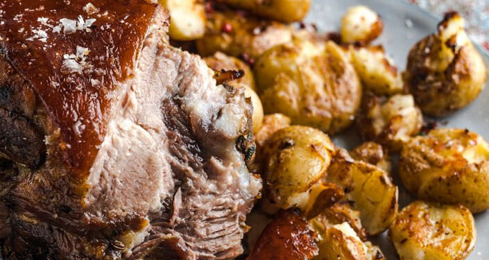 Perna de porco assada no forno