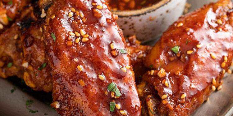 Asinhas de frango picantes com molho barbecue