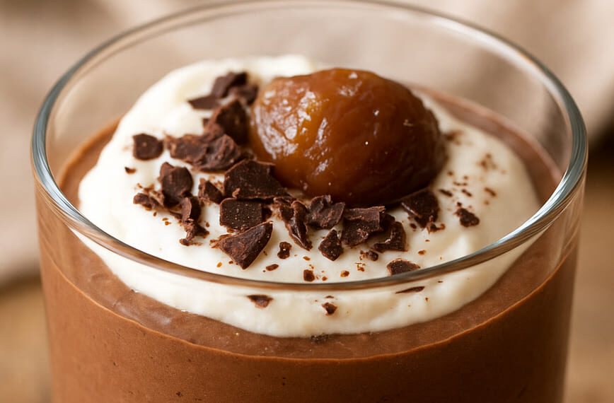 Mousse de castanhas com chocolate e flor de sal