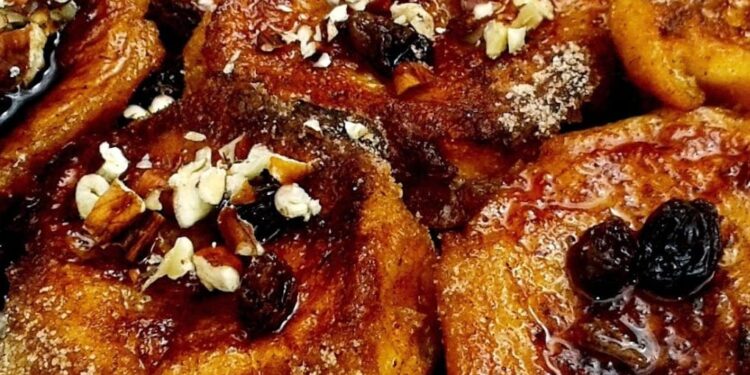 Rabanadas com mel e frutos secos