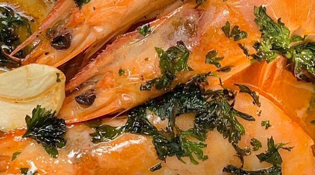 Camarões à guilho no forno