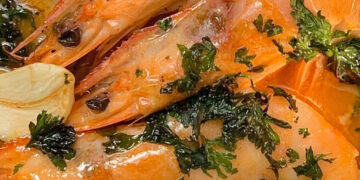 Camarões à guilho no forno