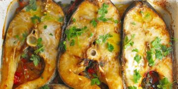 Perca na air fryer com limão, alho e ervas